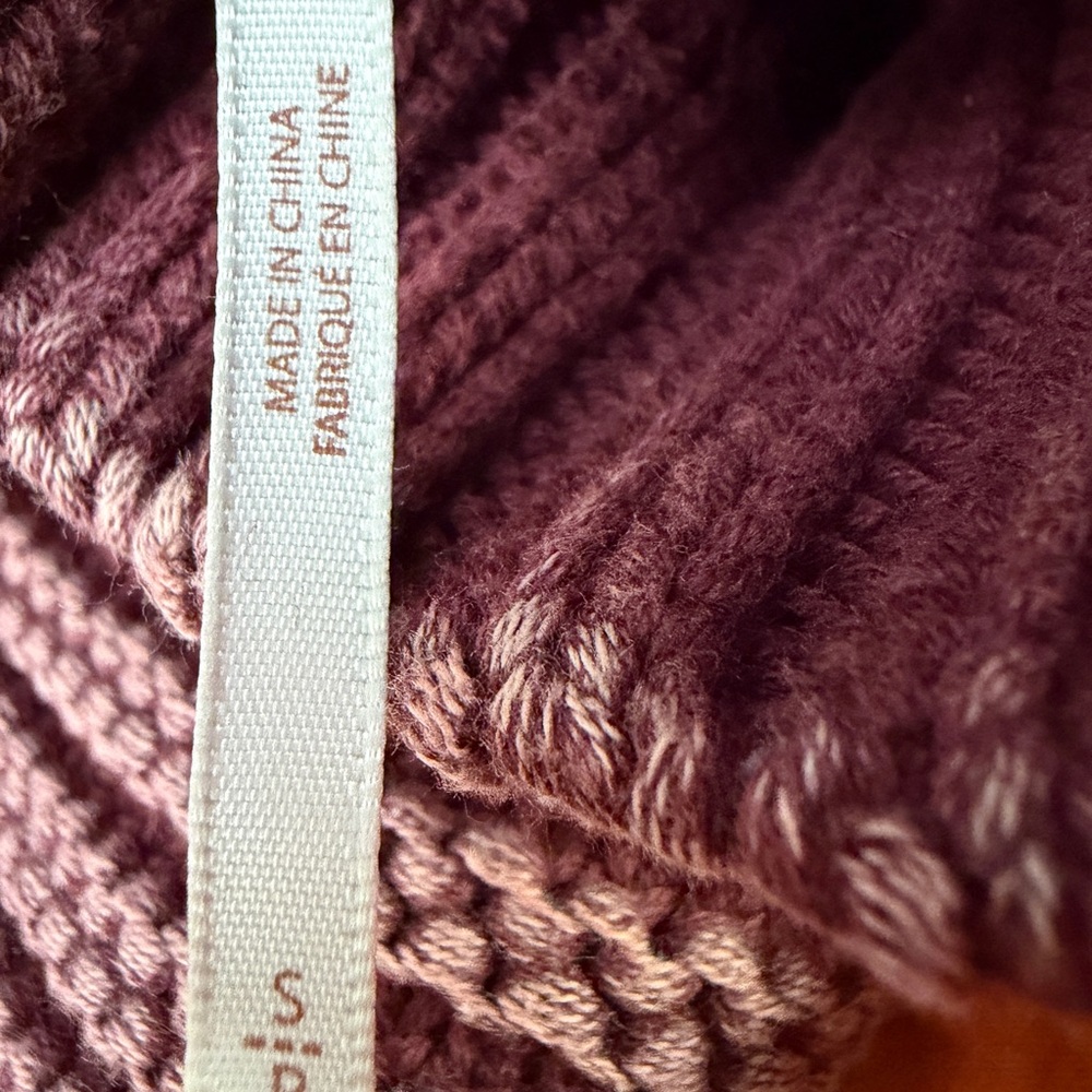 Free People Sweetheart Mock Neck Chunky Knit Acid Wash Sweater Garnet Grotto S - Picture 11 of 16